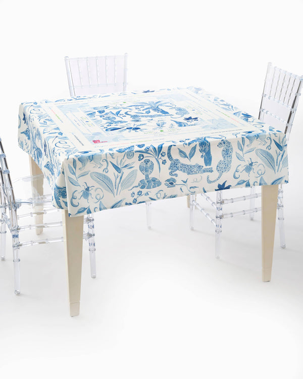 Blue Instructional Mahjong Tablecloth