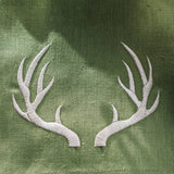 Antlers Linen Towel: Beige with White
