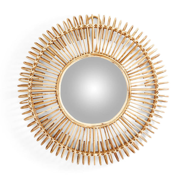 Round Cane Hand-Crafted Wall Mirror