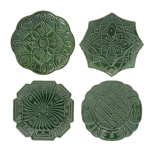Veronica Beard Jardins Du Monde Party Plate Assorted Set/4 - Green