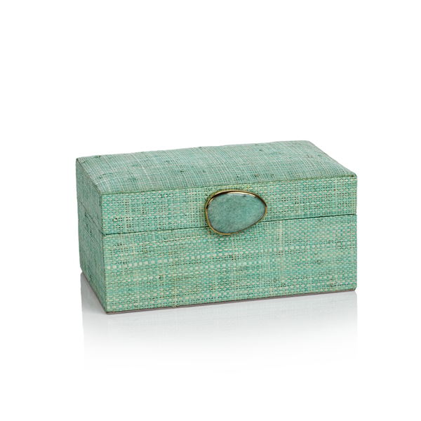 Raffia Palm Box with Stone Accent