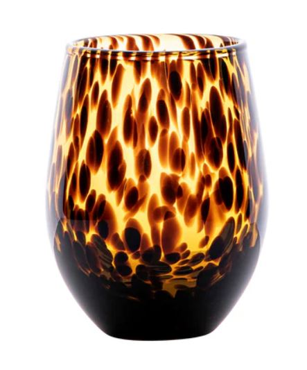 Puro Stemless Wine Glass - Tortoiseshell