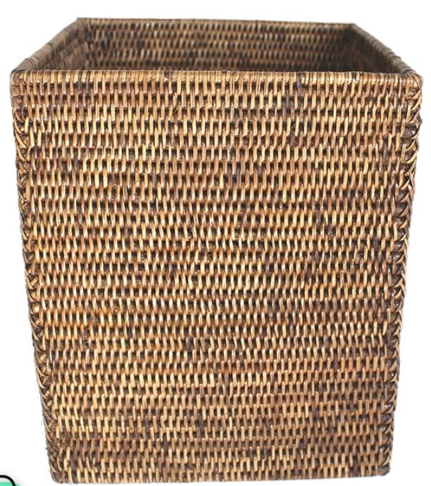 Square Rattan Wastebasket