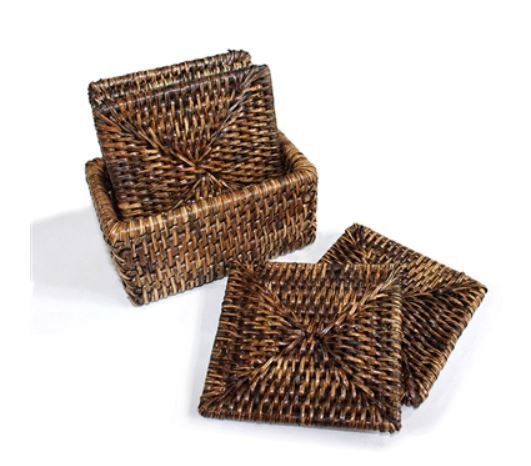 Rattan Square Coaster S/6