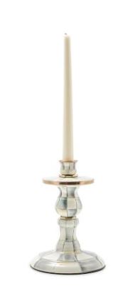 Sterling Check Small Enamel Candlestick