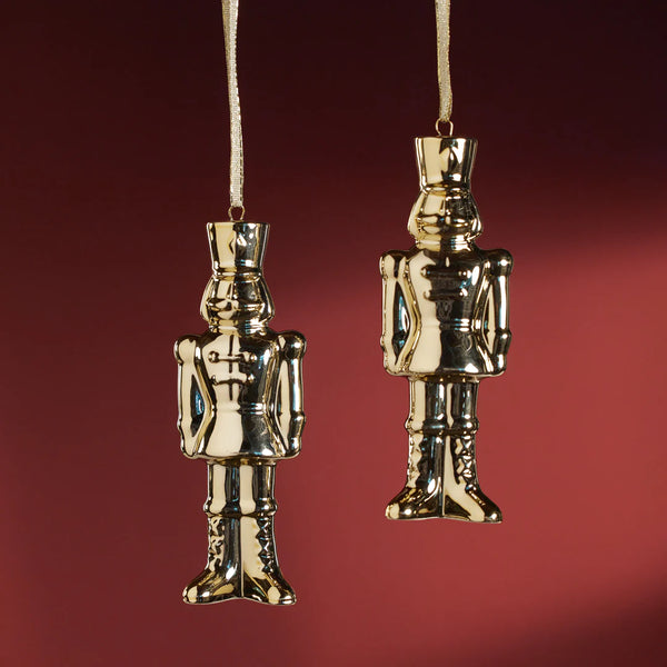 Ceramic Nutcracker Ornament - Gold