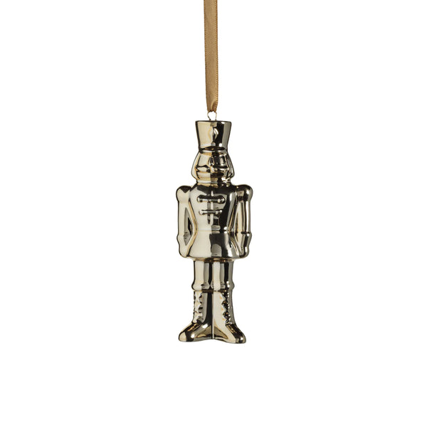 Ceramic Nutcracker Ornament - Gold