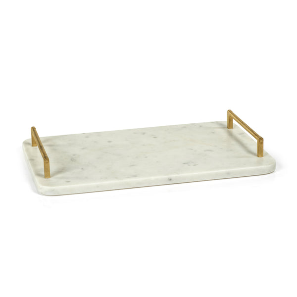 Andria Marble Tray with Gold Metal Handles