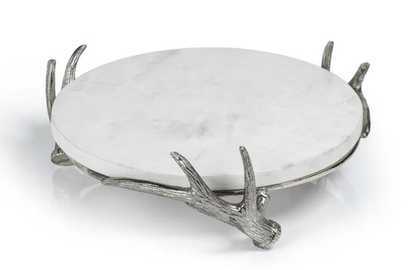 Aspen Marble Tray on Metal Antler Base