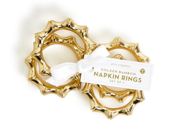 S/4 Golden Bamboo Napkin Rings