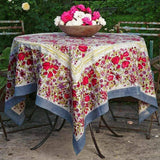 Jardin Red & Grey | French Tablecloths: 90" Round