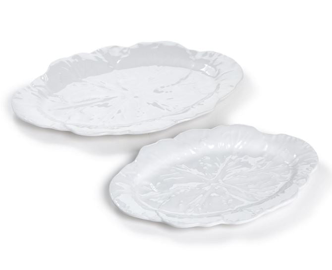 White Cabbage Pattern Melamine Serving Trays / Platters