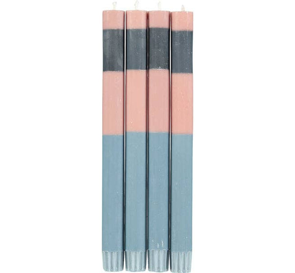 ABSTRACT Striped Rose, Pompadour & Indigo Eco Dinner Candles