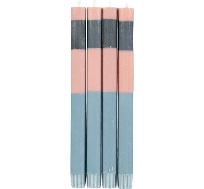 ABSTRACT Striped Rose, Pompadour & Indigo Eco Dinner Candles