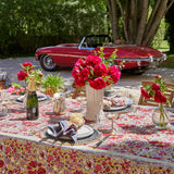Jardin Red & Grey | French Tablecloths: 90" Round