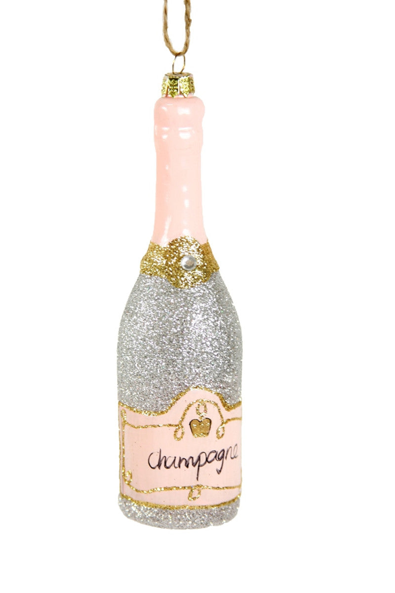 GLITTERED CHAMPAGNE ORNAMENT