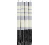 Striped Jet Black, Pearl White & Dove Grey Eco Dinner Candles, Box of 4