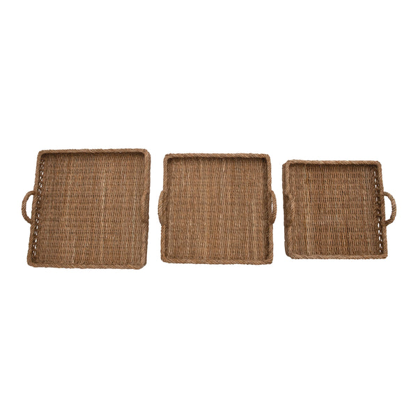 Decorative Hand-Woven Trays with Handles