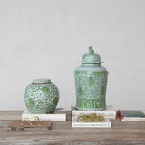 Hand-Painted Stoneware Ginger Jar