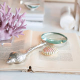 Cast Aluminum Magnifying Glass with Shell Shaped Handle