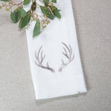 Antlers Linen Towel: Beige with White