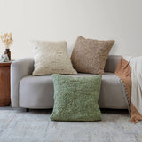 Textured Wool Boucle Decorative Cushion Abstract Distressed: Ivory/Beige