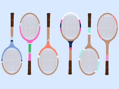 Decorative Trays/Four Tennis Racquets Decorative Tray