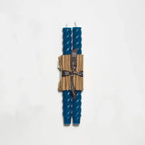 10" Rope Taper Handmade Beeswax Candles: Cobalt
