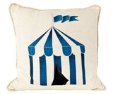 Nautical /Blue and White Cabana Pillow: Beige Linen / Corded