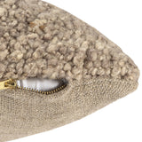 Textured Wool Boucle Decorative Cushion Abstract Distressed: Ivory/Beige