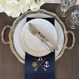 Nautical Crest Linen Towel - New: Navy