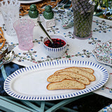 Sitio Stripe 15" Hostess Tray - Delft Blue