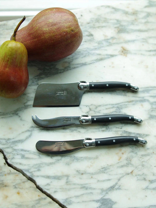 Laguiole 3 Piece Mini Cheese Utensil Set, Black