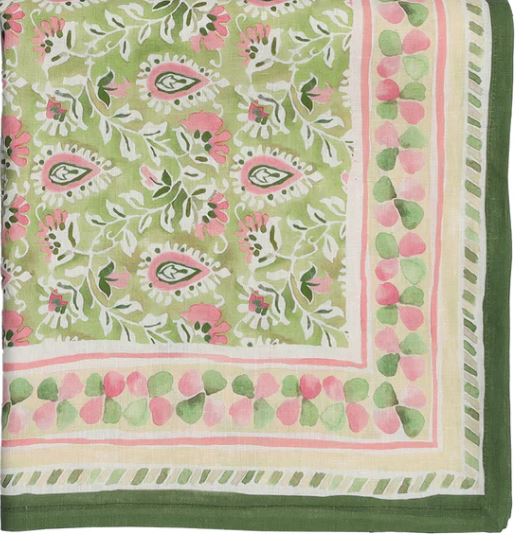 Mira Tablecloth in Green & Pink