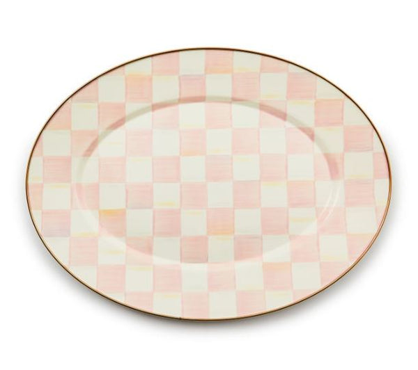 Check Enamel Oval Platter