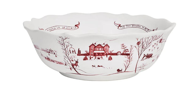 Country Estate  Winter Frolic 11" Serving Bowl - Ruby