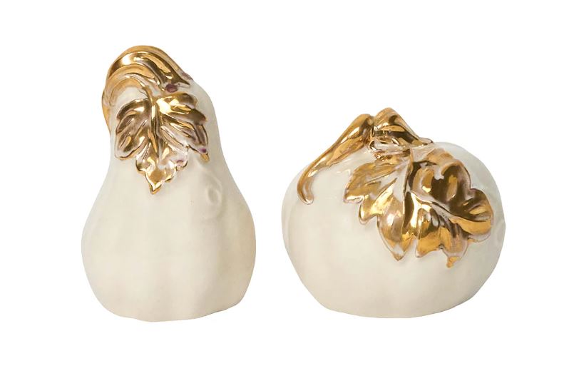 Forest Walk  Pumpkin Salt & Pepper Shakers - Gold