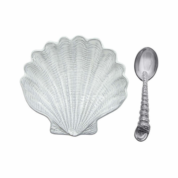 Ceramic Scallop Canape Plate with Spoon