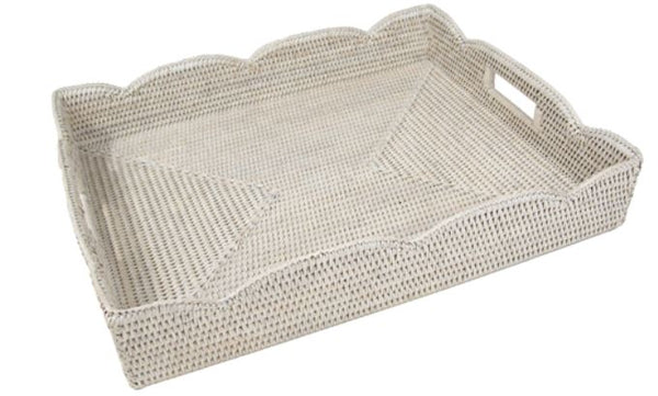 Rattan Scalloped Large Tray-Cream Ttop Rattan Scalloped Large Tray