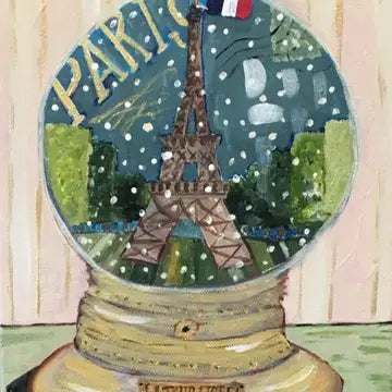 Pink Paris Snow Globe Greeting Card