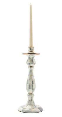 Sterling Check Large Enamel Candlestick