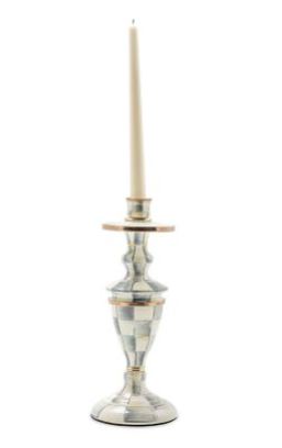 Sterling Check Medium Enamel Candlestick