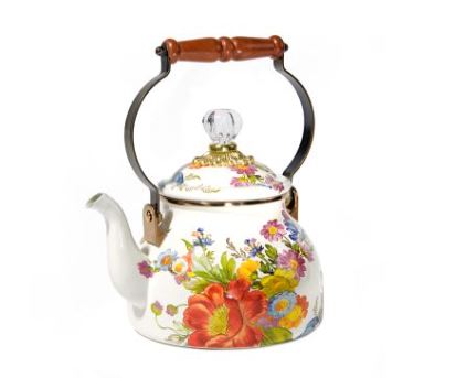 White Flower Market 2 Quart Tea Kettle