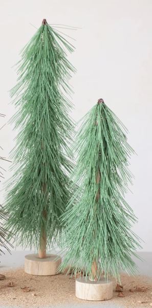 6" Round x 20-3/4"H Plastic Tree with Wood Base, Green