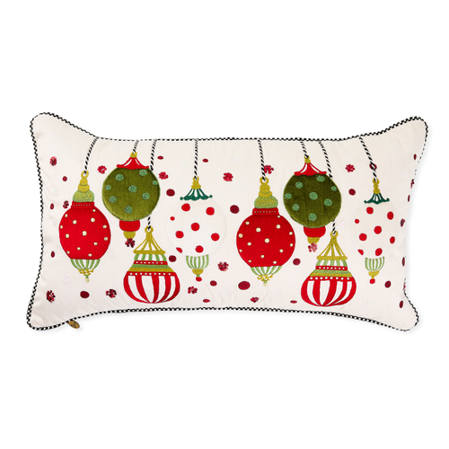 Festive Ornaments Lumbar Throw Pillow