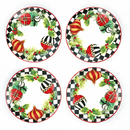 Deck The Halls Appetizer Plates, Set of 4