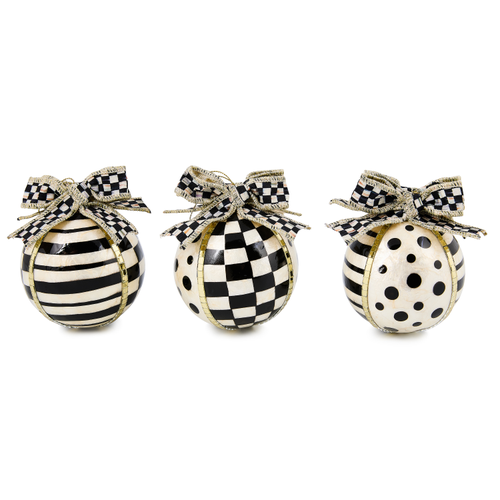 Courtly Noel Capiz Ball Ornaments, Set of 3