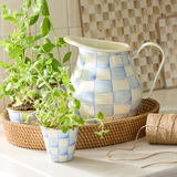 Enamel Check Herb Pot