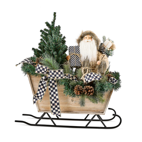 Farmhouse Illuminated Santa In Sleigh