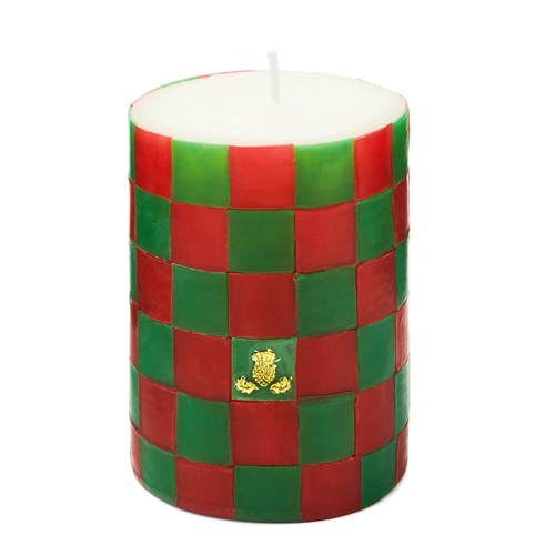 Check Red & Green 4" Pillar Candle